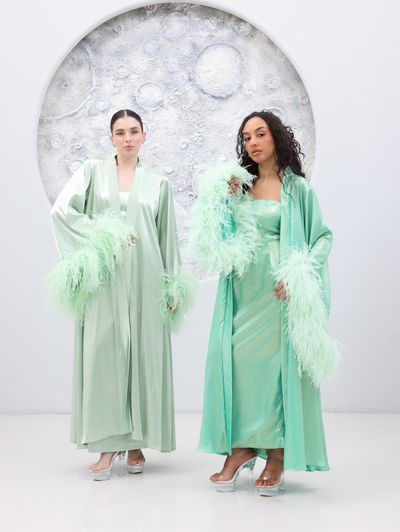 Dusty Mint and Mint Green Glam Loungewear Abaya