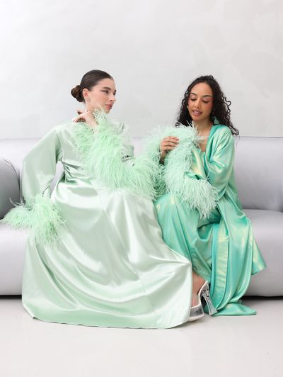 Dusty Mint and Mint Green Glam Loungewear Abaya - Image 2