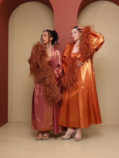 Dusty Rose and Burnt Orange Glam Loungewear Abaya