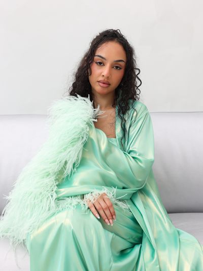 Mint Green Glam Loungewear Abaya - Image 10