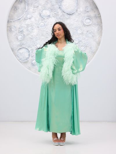 Mint Green Glam Loungewear Abaya - Image 11
