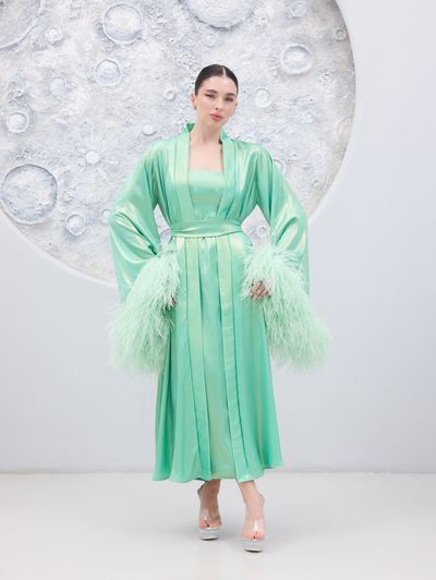 Mint Green Glam Loungewear Abaya - Image 2