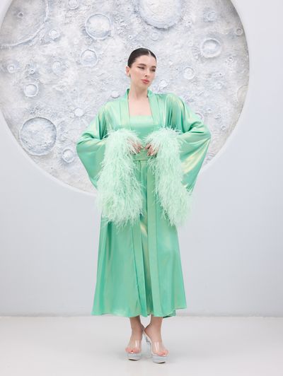 Mint Green Glam Loungewear Abaya - Image 3