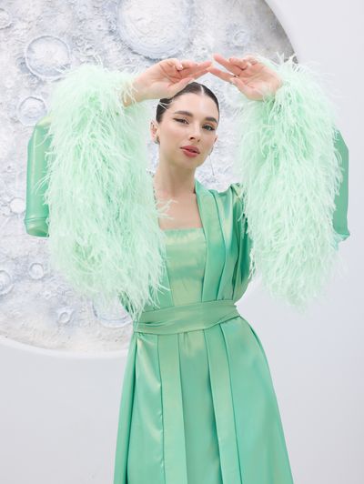 Mint Green Glam Loungewear Abaya - Image 5