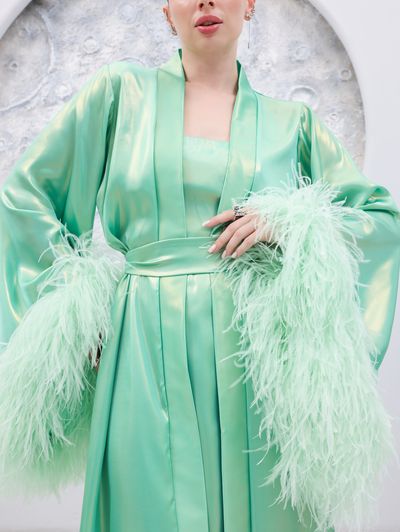 Mint Green Glam Loungewear Abaya - Image 6