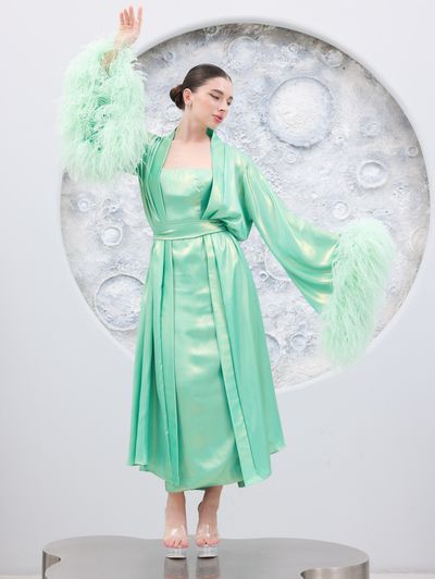 Mint Green Glam Loungewear Abaya - Image 7