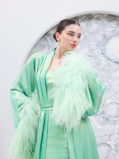 Mint Green Glam Loungewear Abaya - Image 8