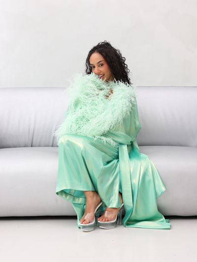 Mint Green Glam Loungewear Abaya - Image 9