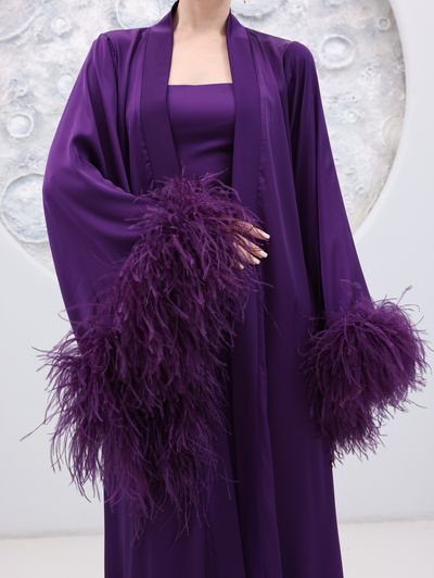 Royal Purple Glam Loungewear Abaya - Image 4