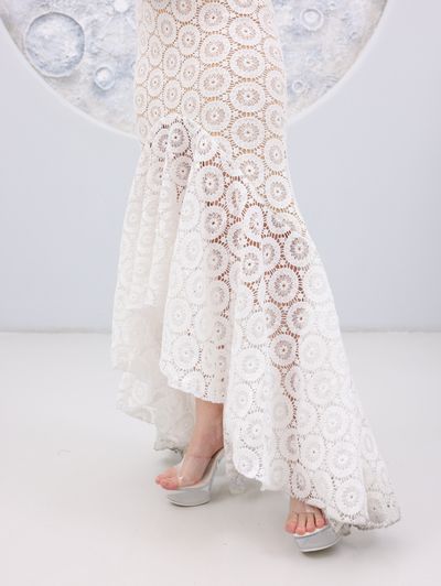 White Guipure Lace Abaya - Image 6